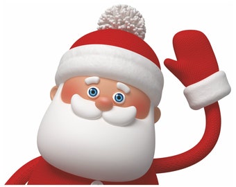 Waving Santa Christmas Window Cling