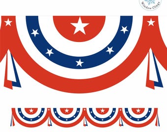 Patriotic 4th of July Window Cling Bunting Banner American Flag Decoration Made in USA