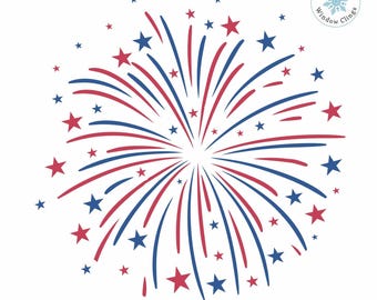 4th of July Fireworks Burst Window Cling & Stickers, Patriotic Independence Day Decal