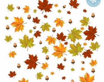 77 Fall Leaf and Acorn Window Clings Set, Double Sided Autumn Home Decor Decals