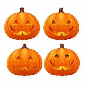 12" / 6" Fall Pumpkin Clings for Walls, Brick, Glass, Stainless. Halloween Decals for Interior Surfaces. Jack O Lantern Spooky Home Decor.