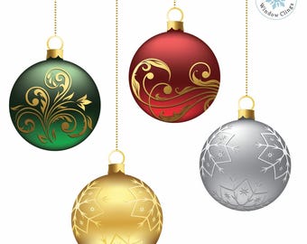 Window Flakes Christmas Ornament Window Clings: Large, Colorful, Reusable (Set of 4)