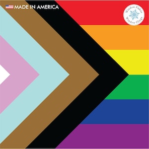 Large Intersex Inclusive Progress Pride Flag Window Privacy Film Opaque Static Cling Reusable Decal