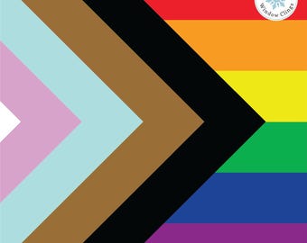 Large Intersex Inclusive Progress Pride Flag Window Privacy Film Opaque Static Cling Reusable Decal