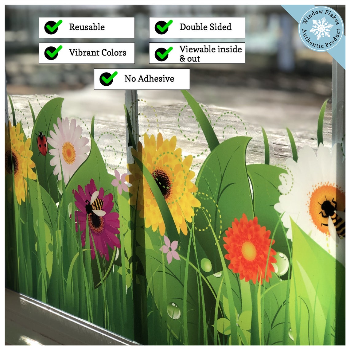 Wild Grass Window Cling Border With Flowers and Insects Etsy