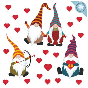Valentine Gnome Window Cling Decorations Small & Medium