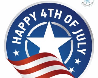 July 4th Window Cling Decal Home Decor Decoration. Made in America for Celebrating America! Reusable Red, White and Blue Glass Sticker.
