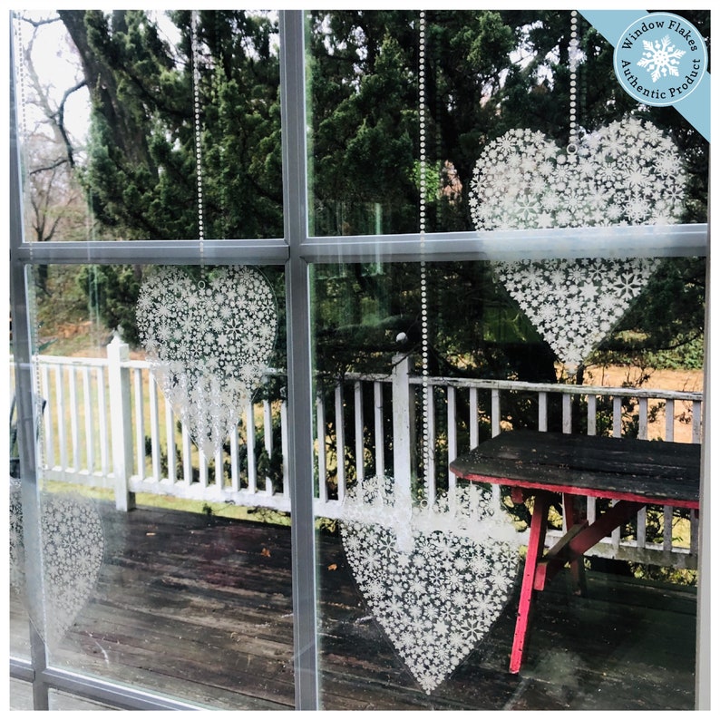 Snowflake Heart Window Decal Clings 12 & 6 available image 4