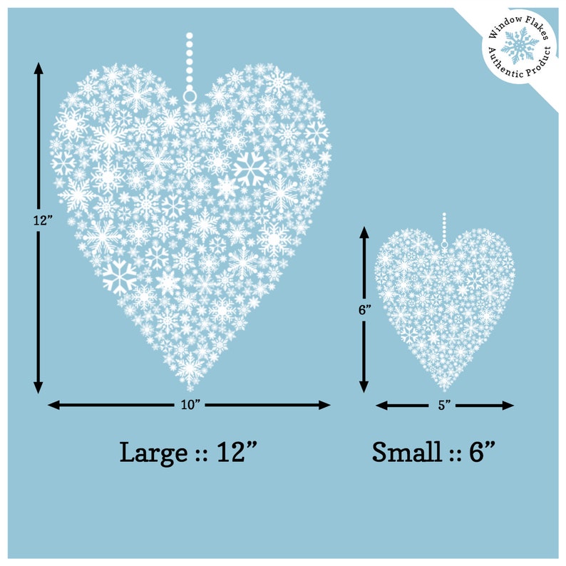 Snowflake Heart Window Decal Clings 12 & 6 available image 2