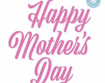 Happy Mother's Day Hot Pink Window Cling Decal. Bright and Playful Double Sided, Reusable Home Decor for Glass. Made In America.