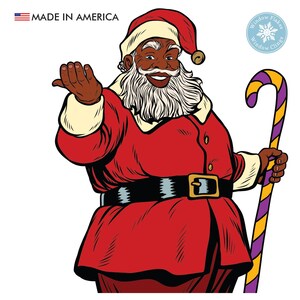 African American Christmas Black Santa Window Clings - Black Santa Claus Holiday Decoration Decal. Home Decor available in Small, Large, XL.