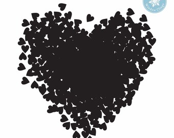 Black Heart of Hearts Window Cling Decal for Valentine's Day or Halloween.