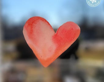 Red Heart Window Cling - Valentine's Day Decoration - Made in USA