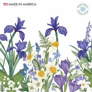 Window Flakes Botanical Spring Flower Window Cling Decal with Crocuses, Ferns, Daffodils & Snowdrops.