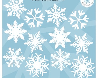 12 Snowflake Pack of 4" Snowflake Window Clings