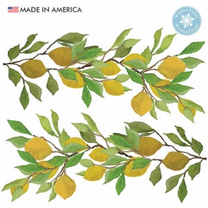 Watercolor Lemon Branch Window Clings Set of 2 Large Double Sided Fruit Summer Decals
