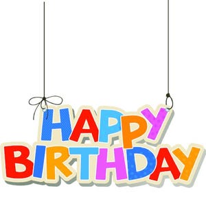 Hanging Happy Birthday Window Cling