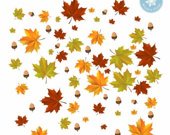 77 Fall Leaf & Acorn Window Cling Decal Home Decorations. Non Adhesive Stickers for Thanksgiving / Autumn Glass Decor. Made in America.