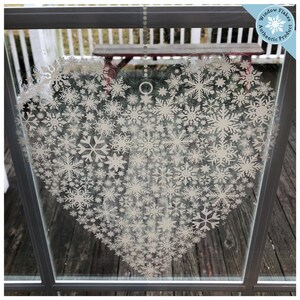 Snowflake Heart Window Decal Clings 12 & 6 available image 5