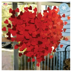 Heart of Hearts Decal Valentines Window Cling Decoration, Red Heart Home Decor, 3 Sizes (M, L, XL). Reusable Static Cling. Made In America.