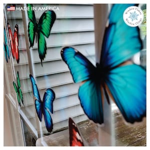 8 Large Butterfly Window Cling Decals for Glass Windows and Doors | Anti Collision Window Decals Preventing Birds Strikes | 4" x 5"