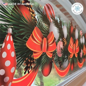 Christmas Fir Cone Garland Window Border | Reusable Holiday Decal