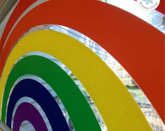 Pride Rainbow Window Decal. 24x12 LGBTQ Double Sided Static Cling For Decor & Privacy.