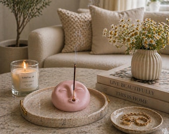 Handmade Eco Resin Face Incense Holder | Minimalist Abstract Decor