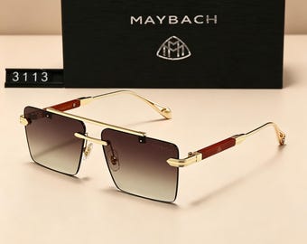 Gafas de sol polarizadas sin montura inspiradas en Maybach, con protección UV y montura metálica de lujo, gafas de sol clásicas para hombre.
