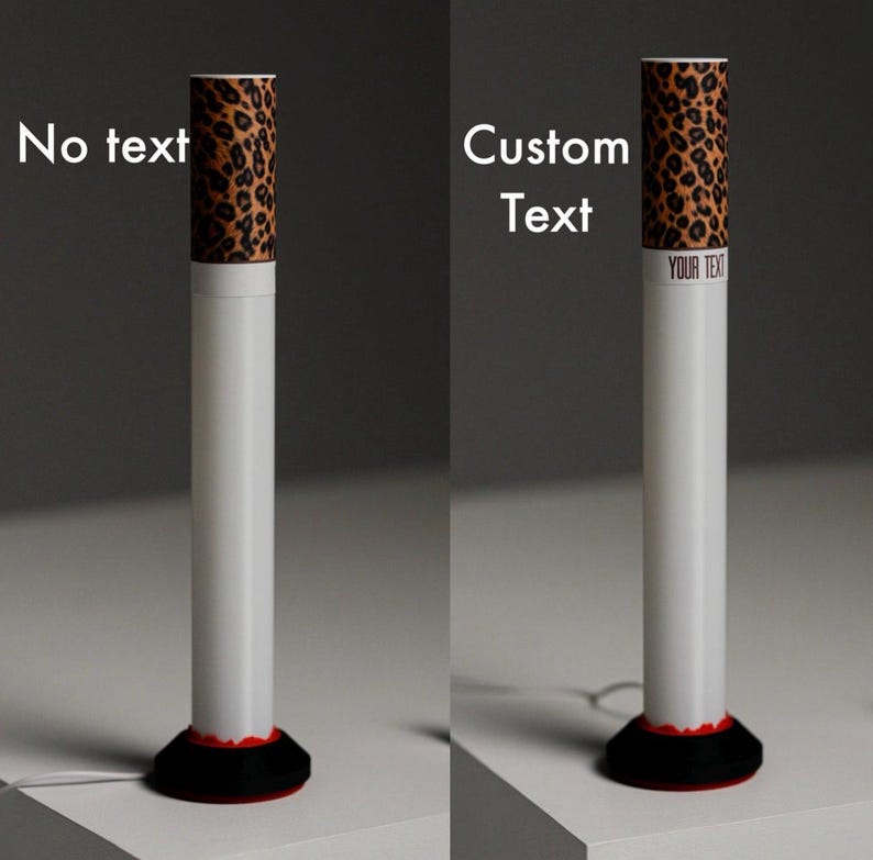 Leopard Cigarette Lamp, Custom Label Available, Modern Table Lamp, Personalized gift, Ambient Night Light, Minimalist Tube Light image 7