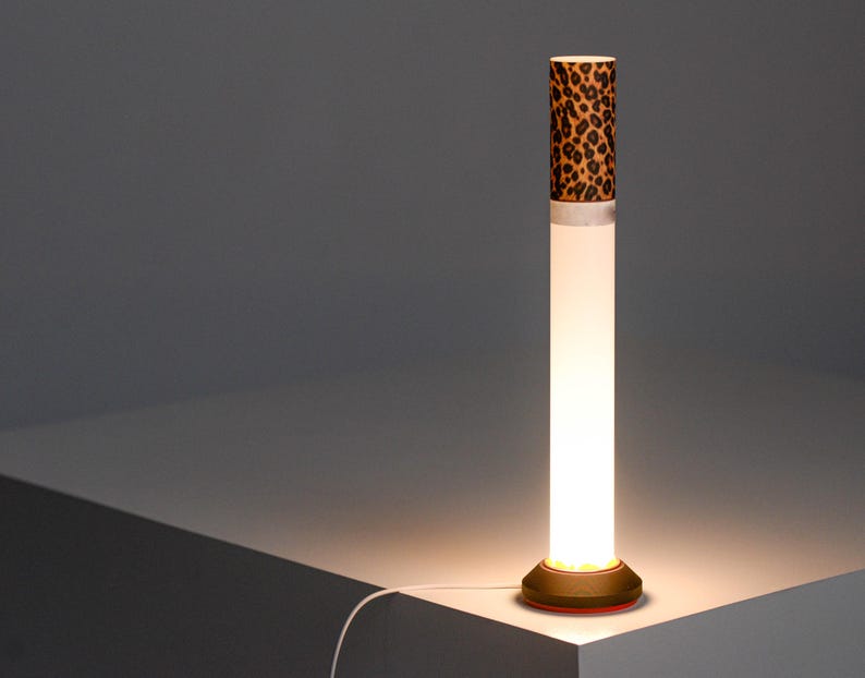 Leopard Cigarette Lamp, Custom Label Available, Modern Table Lamp, Personalized gift, Ambient Night Light, Minimalist Tube Light image 9