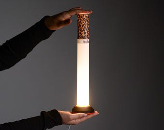 Lámpara de mesa moderna con diseño de leopardo, etiqueta personalizada disponible, regalo personalizado, luz nocturna ambiental, lámpara de tubo minimalista.