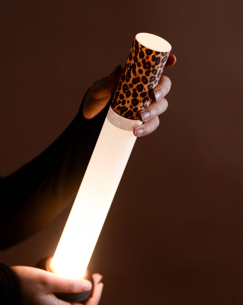 Leopard Cigarette Lamp, Custom Label Available, Modern Table Lamp, Personalized gift, Ambient Night Light, Minimalist Tube Light image 17
