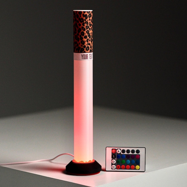 RGB Cigarette Lamp, Leopard, Custom Label Available, Modern Table Lamp, Personalized gift, Ambient Night Light, Minimalist Tube Light