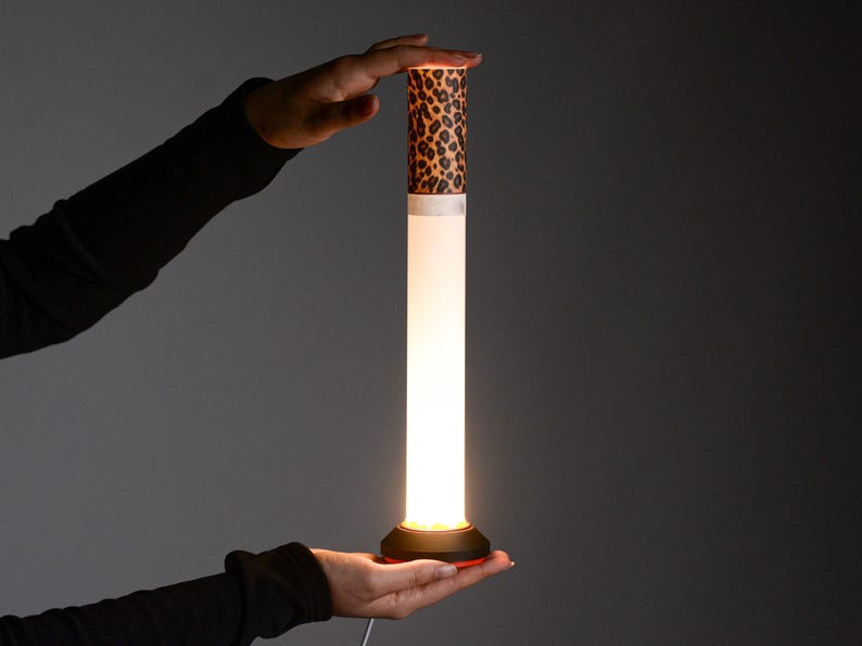 Leopard Cigarette Lamp, Custom Label Available, Modern Table Lamp, Personalized gift, Ambient Night Light, Minimalist Tube Light Leopard