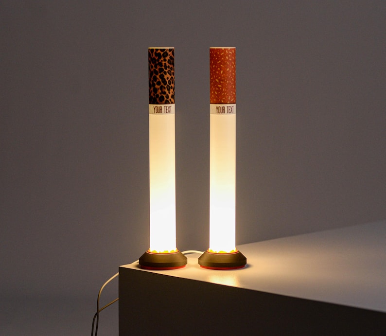 Leopard Cigarette Lamp, Custom Label Available, Modern Table Lamp, Personalized gift, Ambient Night Light, Minimalist Tube Light image 10