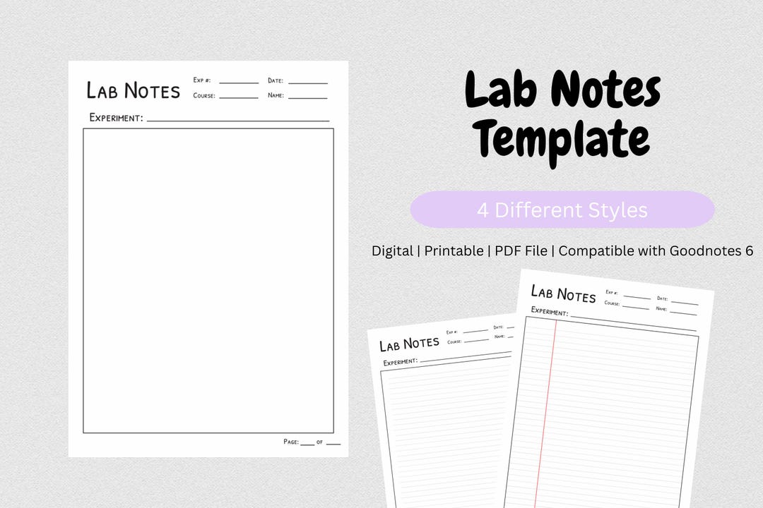 Printable Lab Notes Template | A4 | PDF Download - Etsy