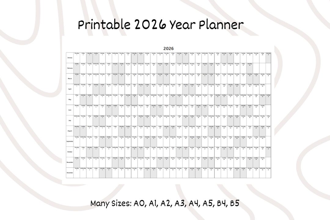 2026 Year Planner | Printable + Digital | PDF | Many Sizes - Etsy