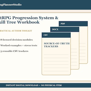 LitRPG Progression System Workbook, Skill Tree Planner (PDF, DOCX)