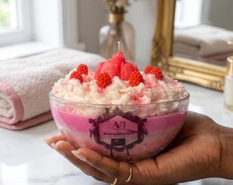 Vela de lujo artesanal Blushing Berry en cuenco