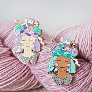 Craft Queen new Skin Tones! - Gold Plated Hard Enamel Pin Knitters Flair