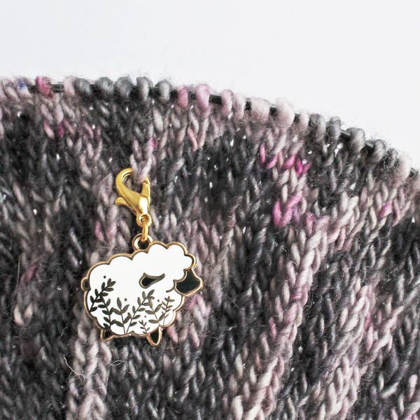 Little Sheep Progress Keeper / Stitch Marker - Gold Plated Hard Enamel