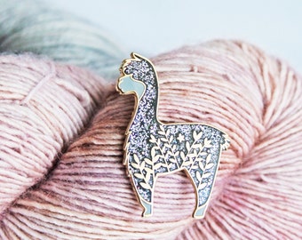 Little Black Glitter Alpaca - Gold Plated Hard Enamel Pin Knitters Flair
