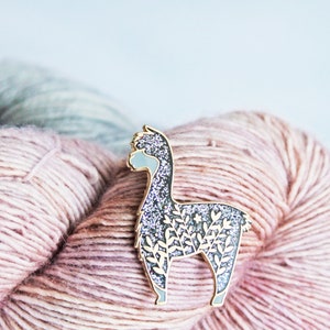 Little Black Glitter Alpaca - Gold Plated Hard Enamel Pin Knitters Flair