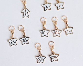 Glitter Star Knitter's Helpers Progress Keepers/ Stitch Markers - INDIVIDUAL -  Gold Plated Hard Enamel