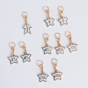 Glitter Star Knitter's Helpers Progress Keepers/ Stitch Markers - INDIVIDUAL -  Gold Plated Hard Enamel