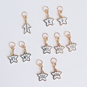 Glitter Star Knitter&#39;s Helpers Progress Keepers/ Stitch Markers - INDIVIDUAL -  Gold Plated Hard Enamel