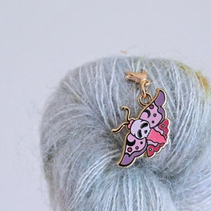 Witchy Moth Progress Keeper / Stitch Marker - Gold Plated Hard Enamel