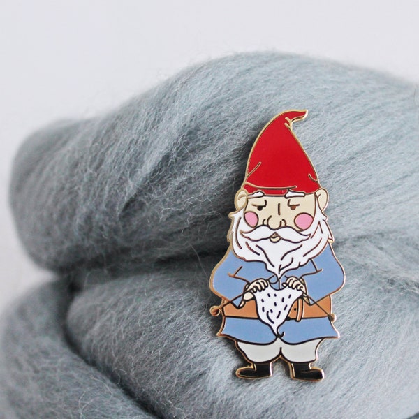 Knitting Gnome - Gold Plated Hard Enamel Pin Knitters Flair