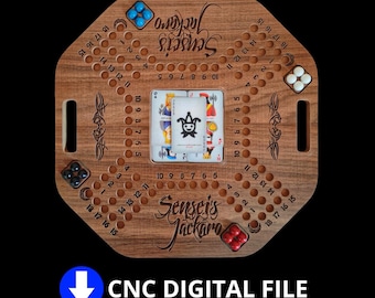 Wahoo Spielbrett CNC File: Achteck 4 Spieler Fast Track (Digital Download)